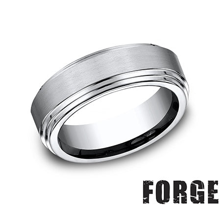 Benchmark | Men’s Cobalt Chrome 8mm Wedding Band – Brushed Finish with Polished Edges (CF68100CC)
