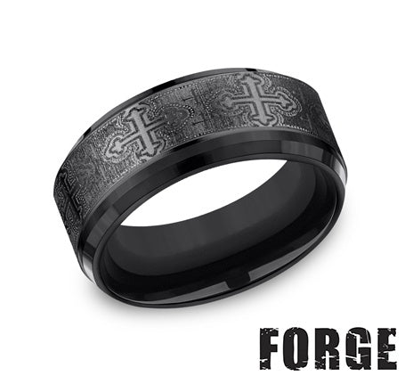 Benchmark CF69100BKT10 mens size 10 black titanium wedding band