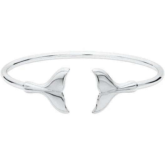 Cape Cod | Evening Tide Sterling Silver 7" Split-Shank Flexible Whale Tail Cuff Cape Cod Bracelet