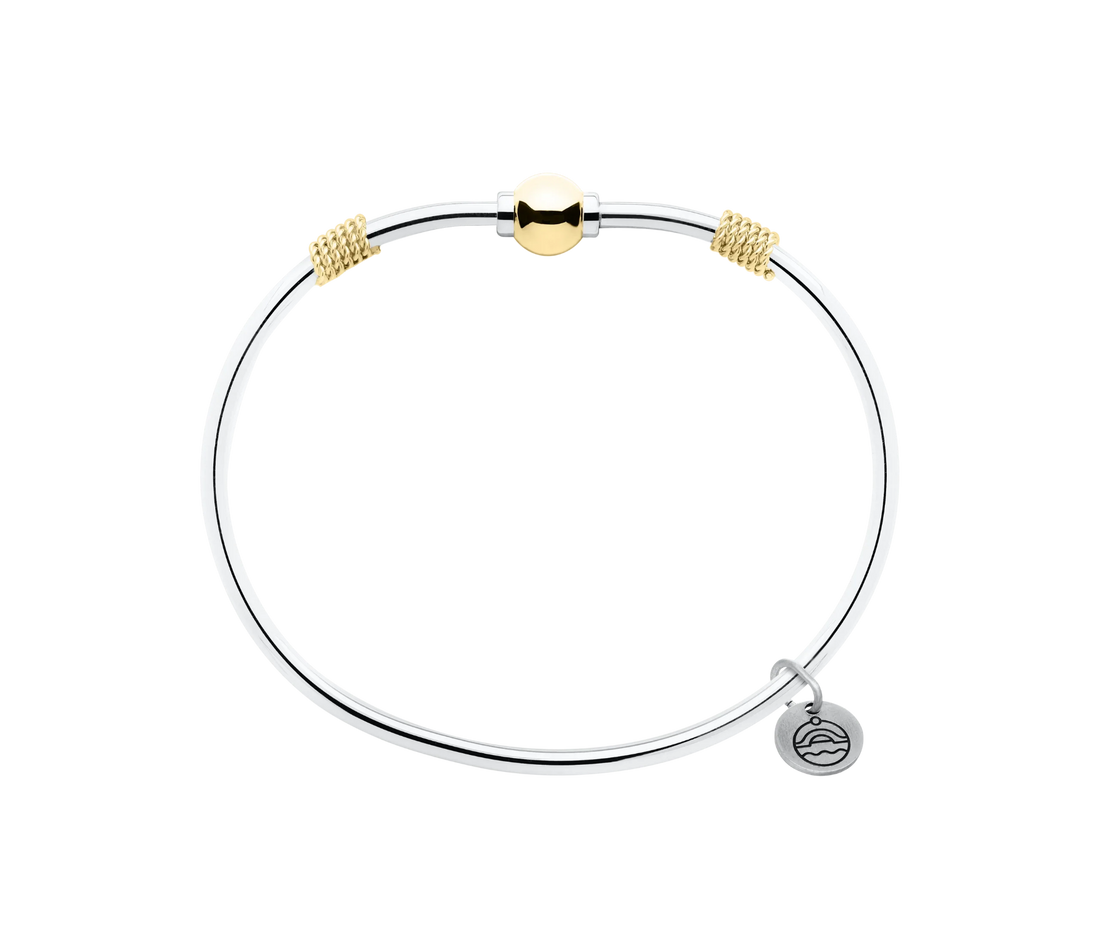 Cape Cod | Sterling Silver & 14K Yellow Gold Single Ball Bracelet with Rope Accent Cape Cod Bracelet