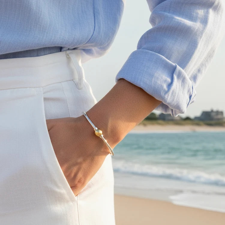 Cape Cod | Sterling Silver & 14K Yellow Gold Single Ball Cape Cod Bracelet