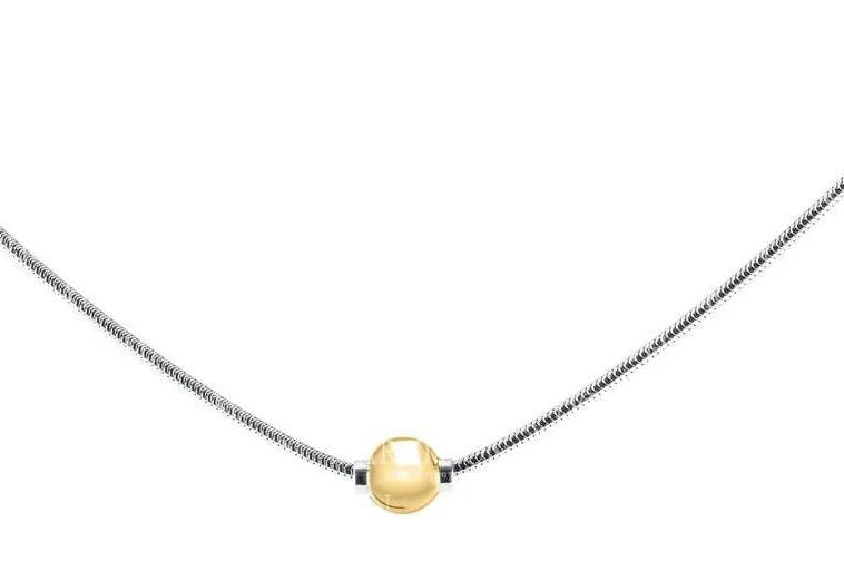 Cape Cod | Sterling Silver & 14K Yellow Gold Single Bead Cape Cod Necklace