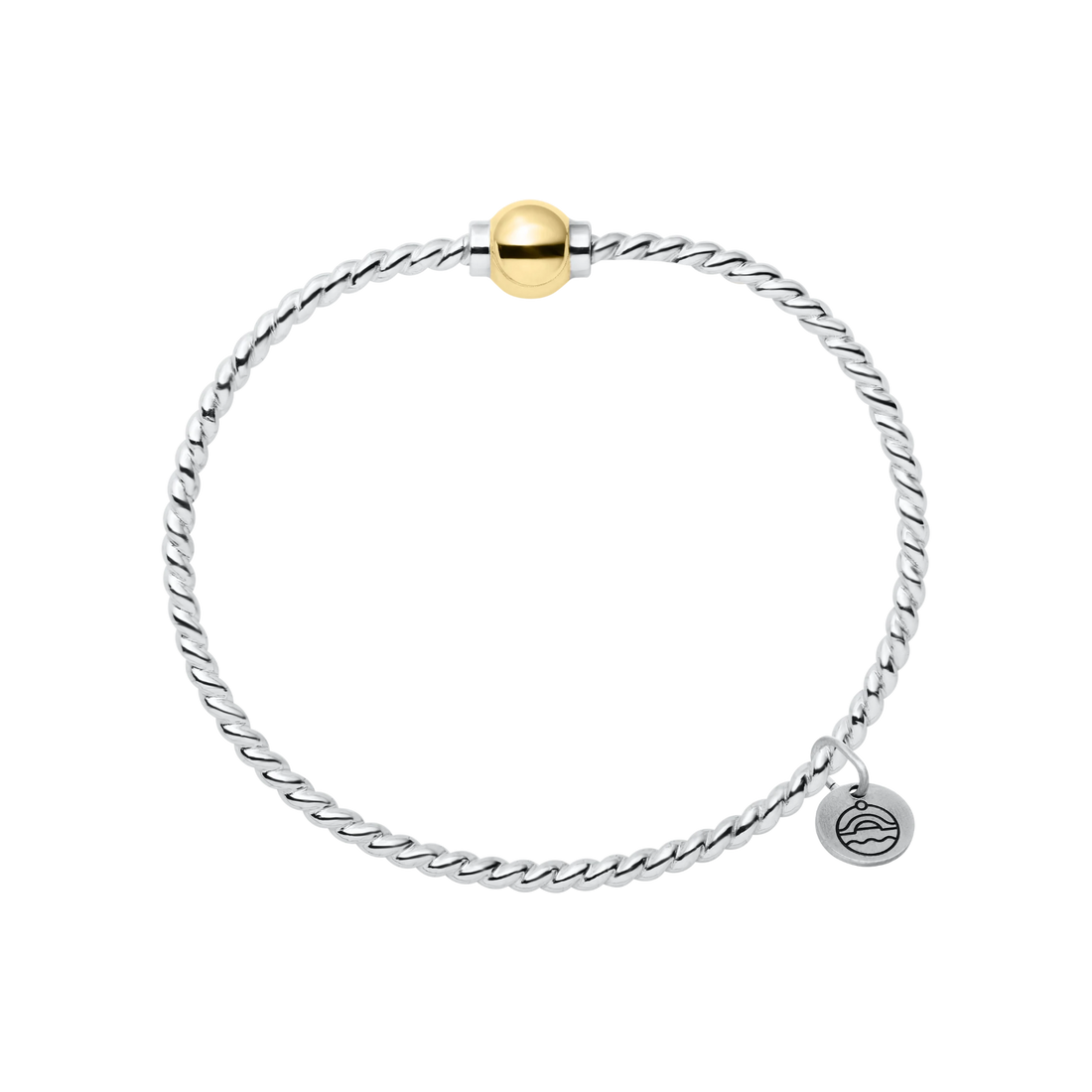 Cape Cod | Sterling Silver & 14K Yellow Gold Twisted Wire with Single Bead Cape Cod Bracelet