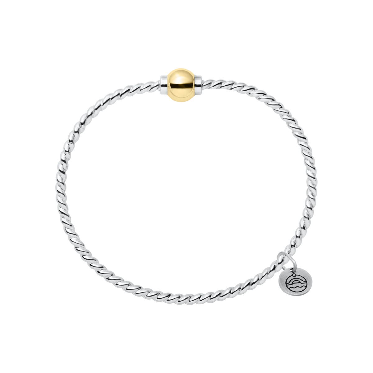 Cape Cod | Sterling Silver & 14K Yellow Gold Twisted Wire with Single Bead Cape Cod Bracelet