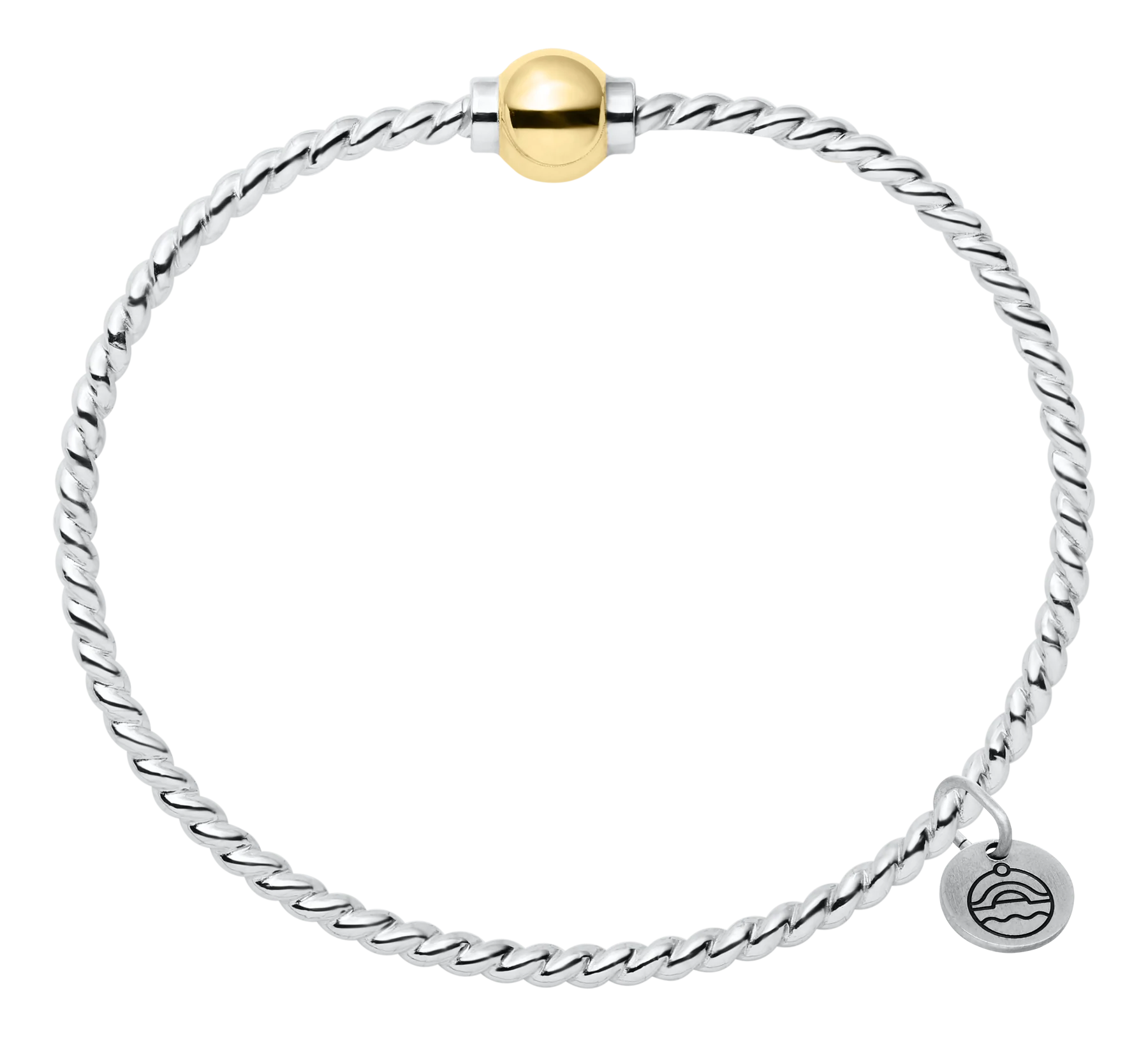 Cape Cod | Sterling Silver & 14K Yellow Gold Twisted Wire with Single Bead Cape Cod Bracelet