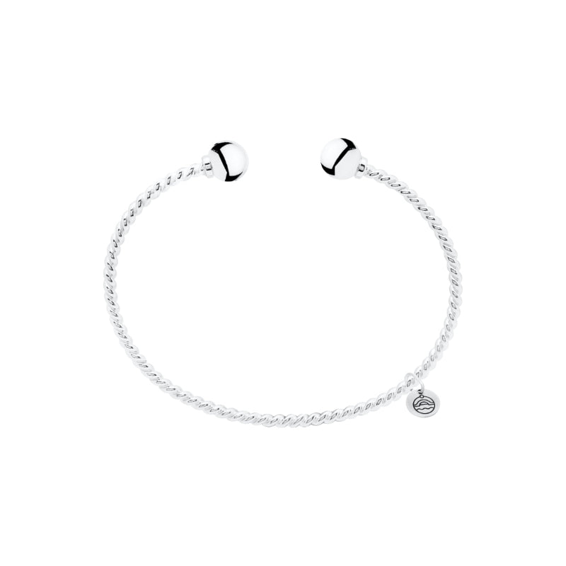 Cape Cod | Sterling Silver 6.5" Twisted Cape Cod Cuff Bracelet with Two End Beads