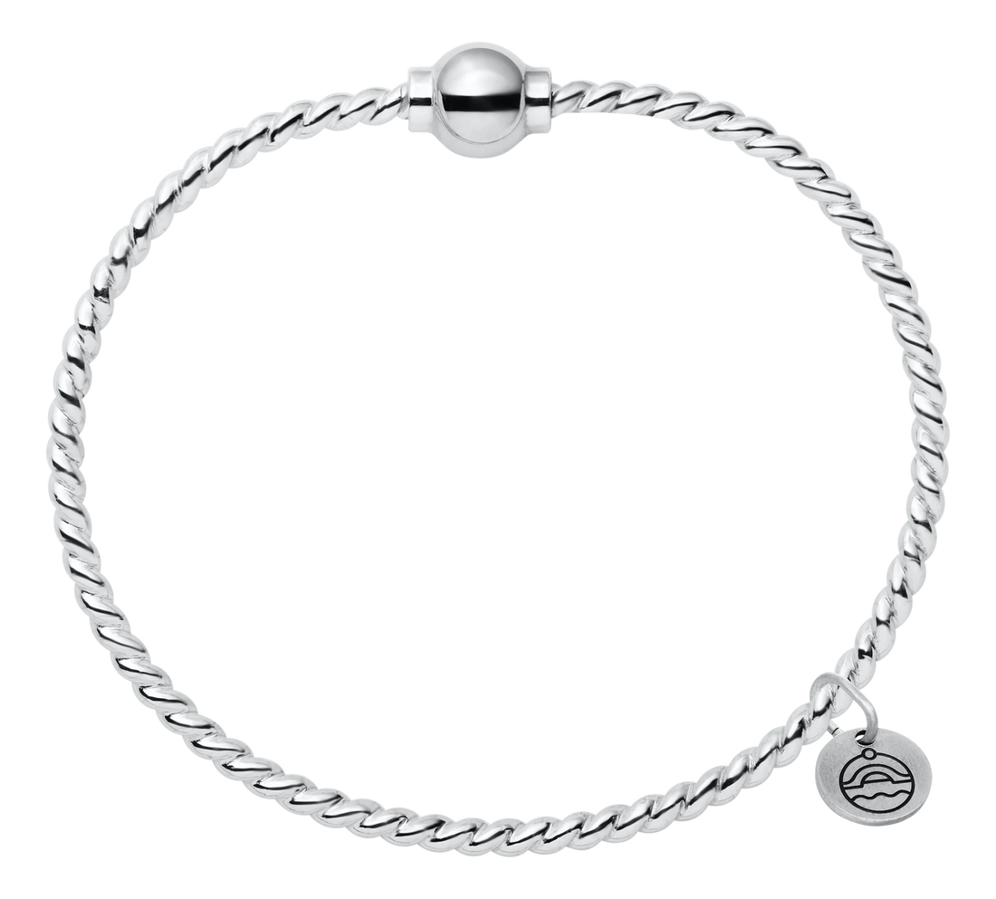Cape Cod | Sterling Silver Twisted Wire Single Bead Cape Cod Bracelet