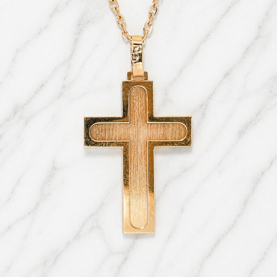 19.2K Portuguese Gold | Double Bonded Cross Pendant