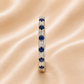 18K Gold | WG .33CT Natural Round Sapphire & .22CT Natural Round Diamond Band Ring