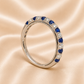 18K Gold | WG .33CT Natural Round Sapphire & .22CT Natural Round Diamond Band Ring
