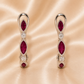 18K Gold | WG .64CT Marquise Natural Ruby & .05CT Natural Diamond Hoops