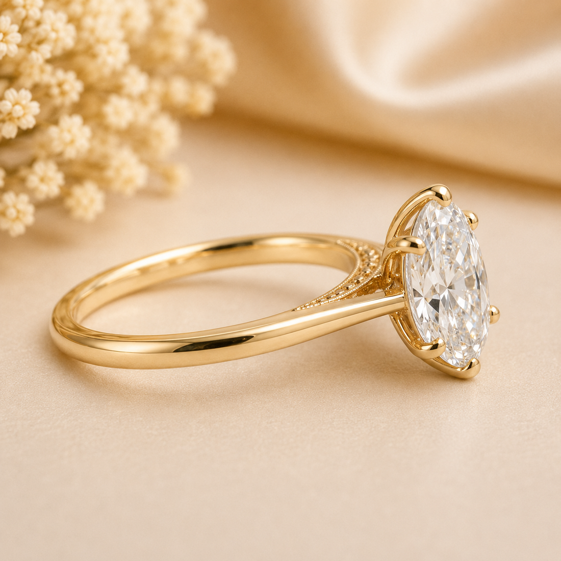 14K Gold | YG 2.08CT Oval Brilliant Solitaire Lab Engagement Ring