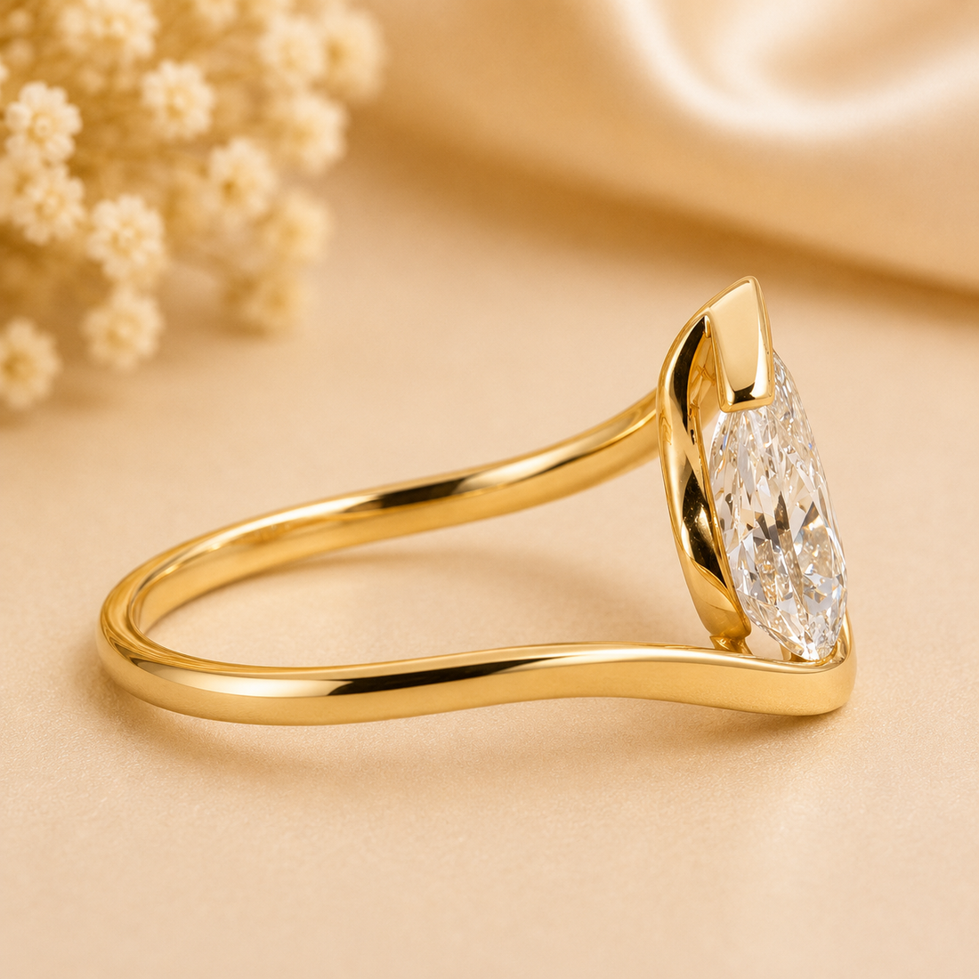 14K Gold | YG 2.10CT Pear Bypass Engagement Ring