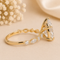 14K Gold | YG 2.98CT Pear Accented Band Lab Diamond Engagement Ring