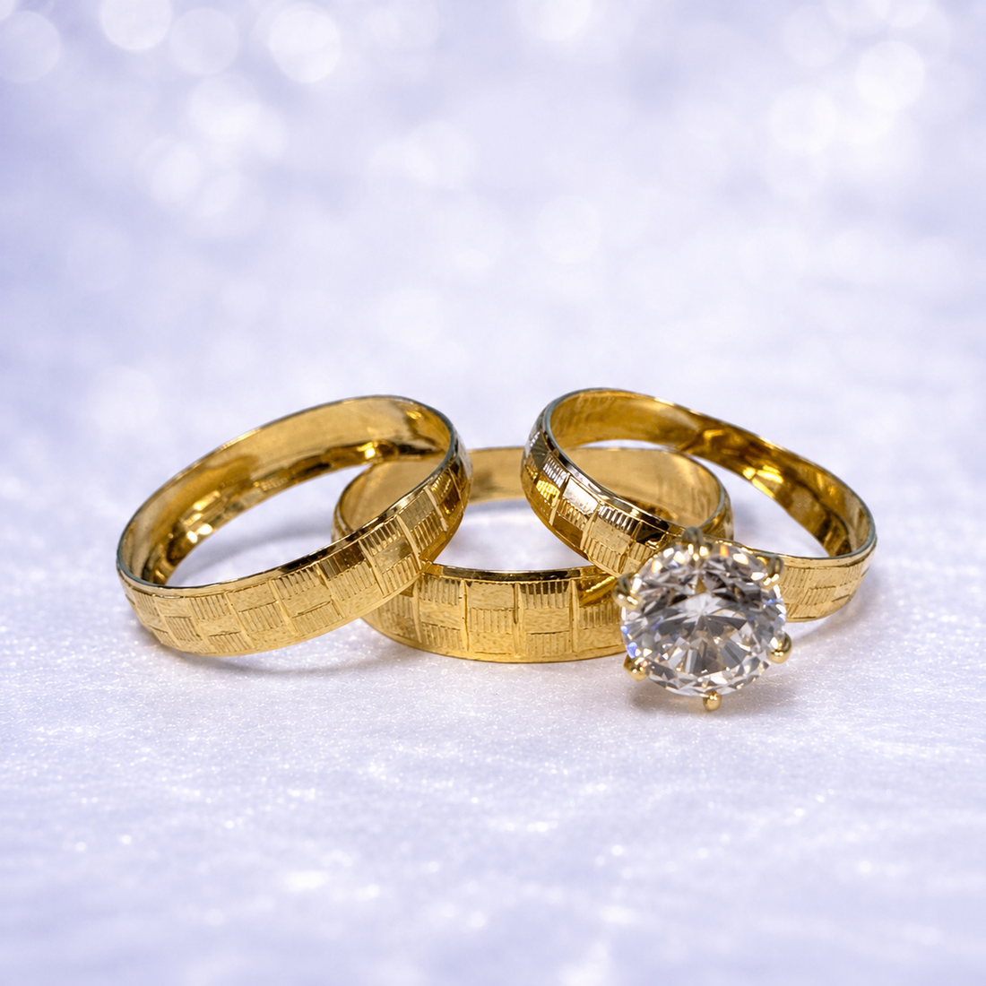 14K Gold | Checkerboard Wedding Band for Women
