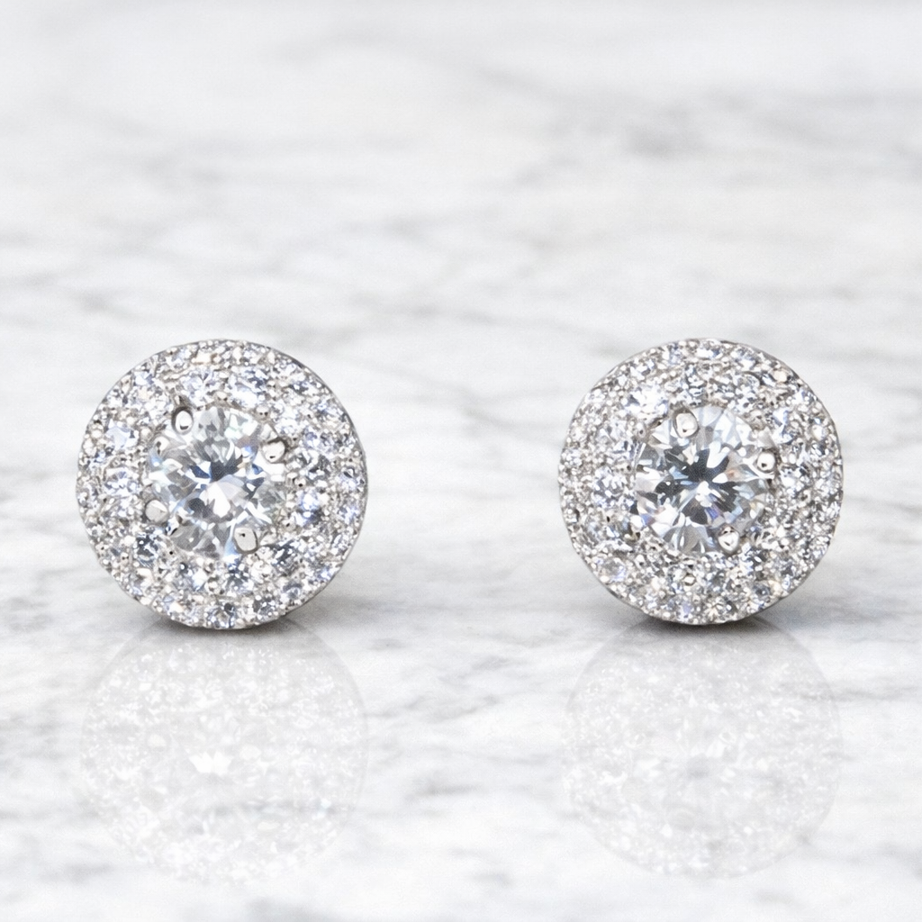 14K Gold | WG Circle Stud Earrings