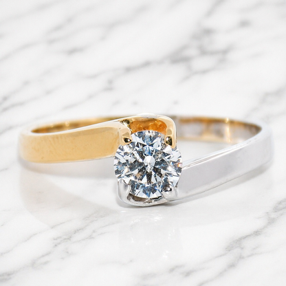 19.2K Portuguese Gold | Round Stone Bypass Ring
