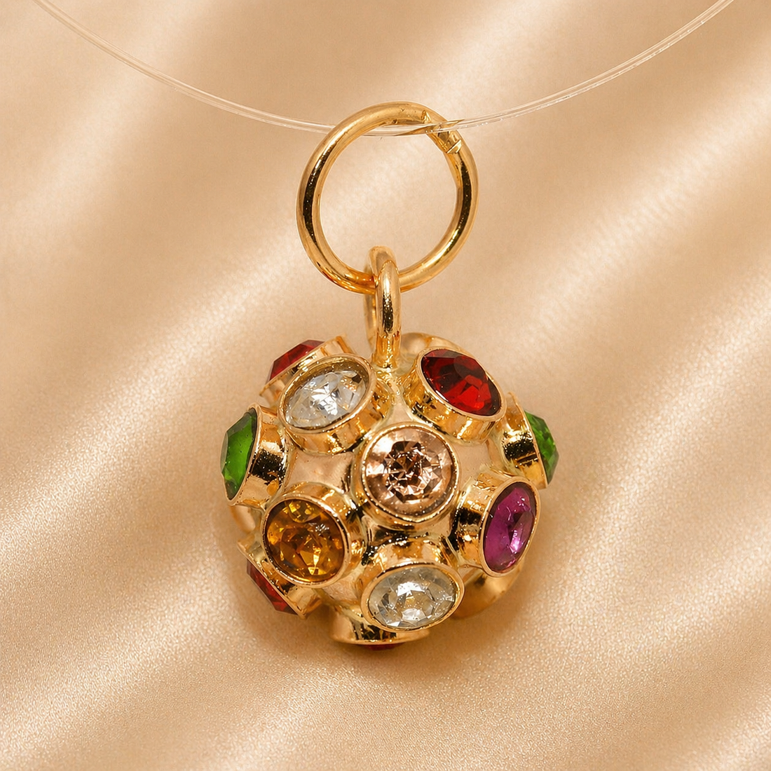19.2K Portuguese Gold | Multicolored Ball Charm Mine Pendant (Mina)