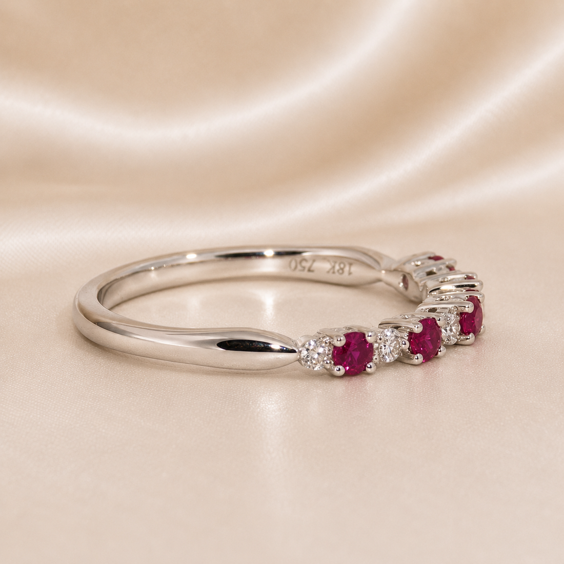 18K Gold | WG .25CT Natural Ruby & .07CT Natural Diamond Ring