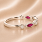 18K Gold | WG .26CT Marquise Natural Ruby & .13CT Round Natural Diamond Band Ring