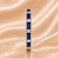 18K Gold | WG .52CT Emerald Bezel Natural Sapphire & .10CT Round Natural Diamond Band Ring