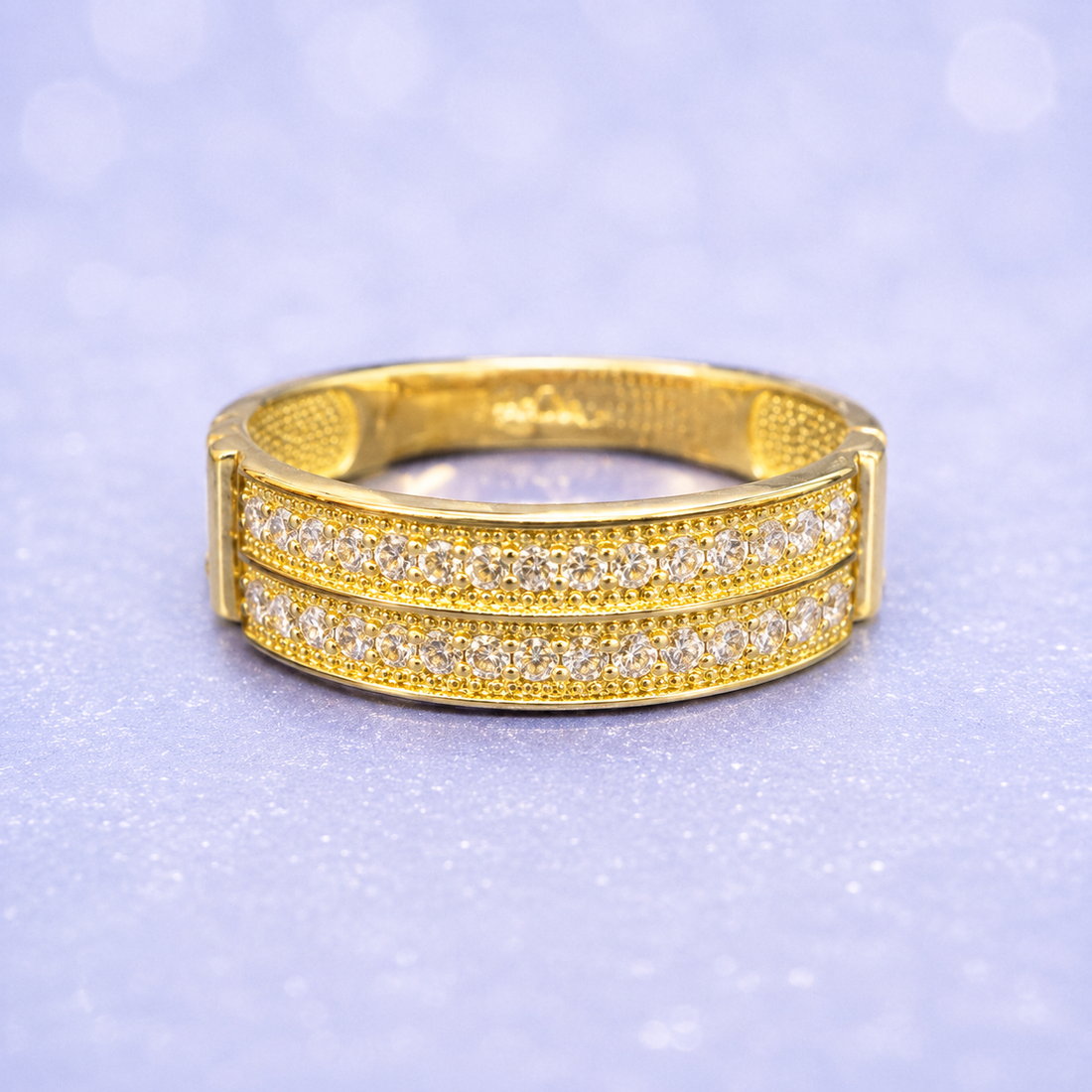 14K Gold | Men’s Double-Row Pavé Gold Wedding Band