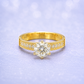14K Gold | Round-Cut Solitaire Gold Engagement Ring with Pavé Band