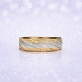 14K Gold | Tricolored Diamond-Cut Wave Wedding Band