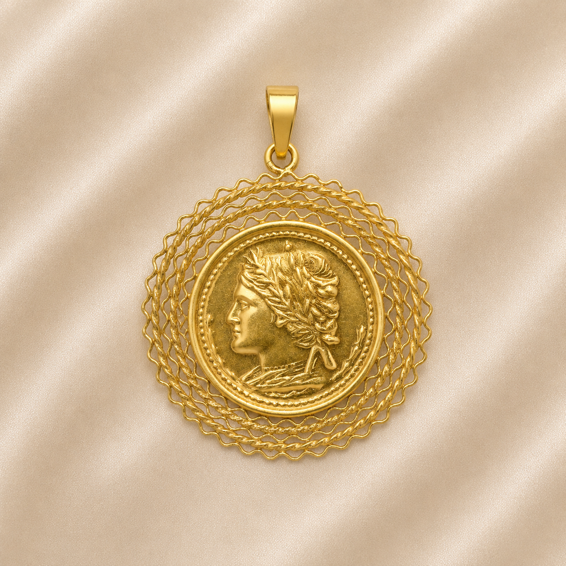 19.2K Portuguese Gold | Antique Gold Coin Replica Pendant
