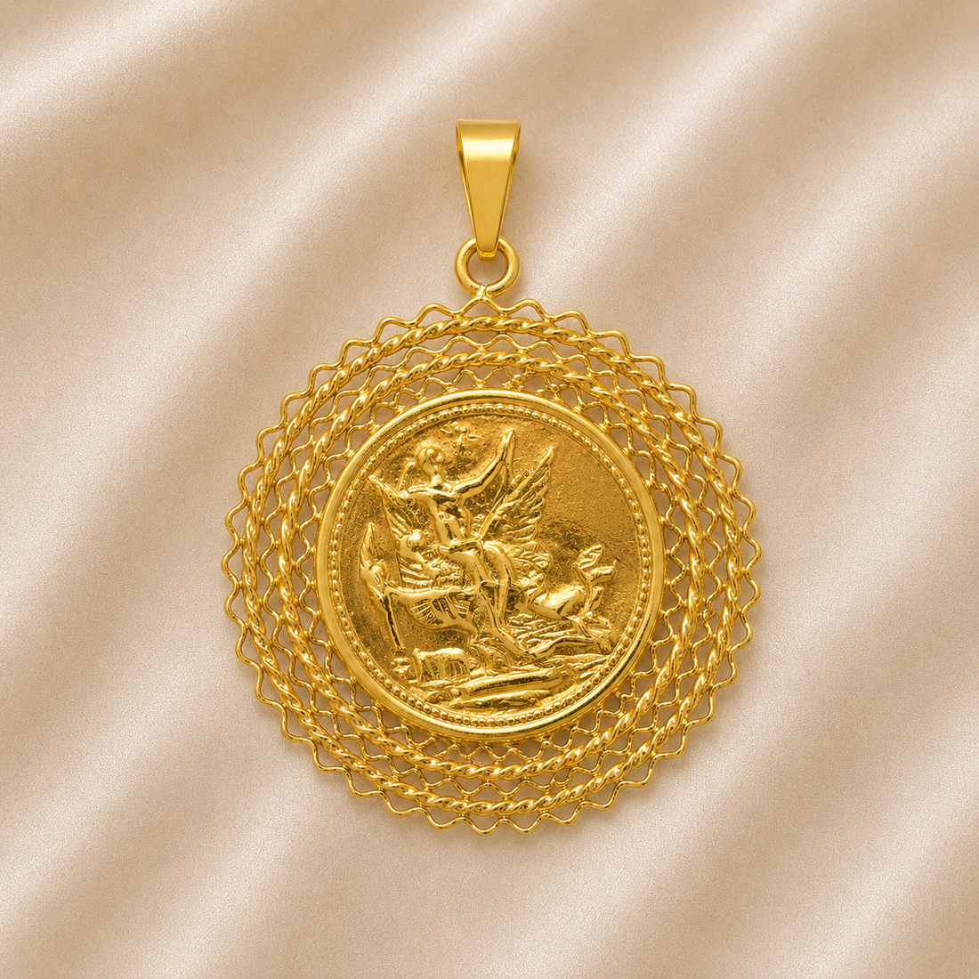 19.2K Portuguese Gold | Antique Gold Coin Replica Pendant