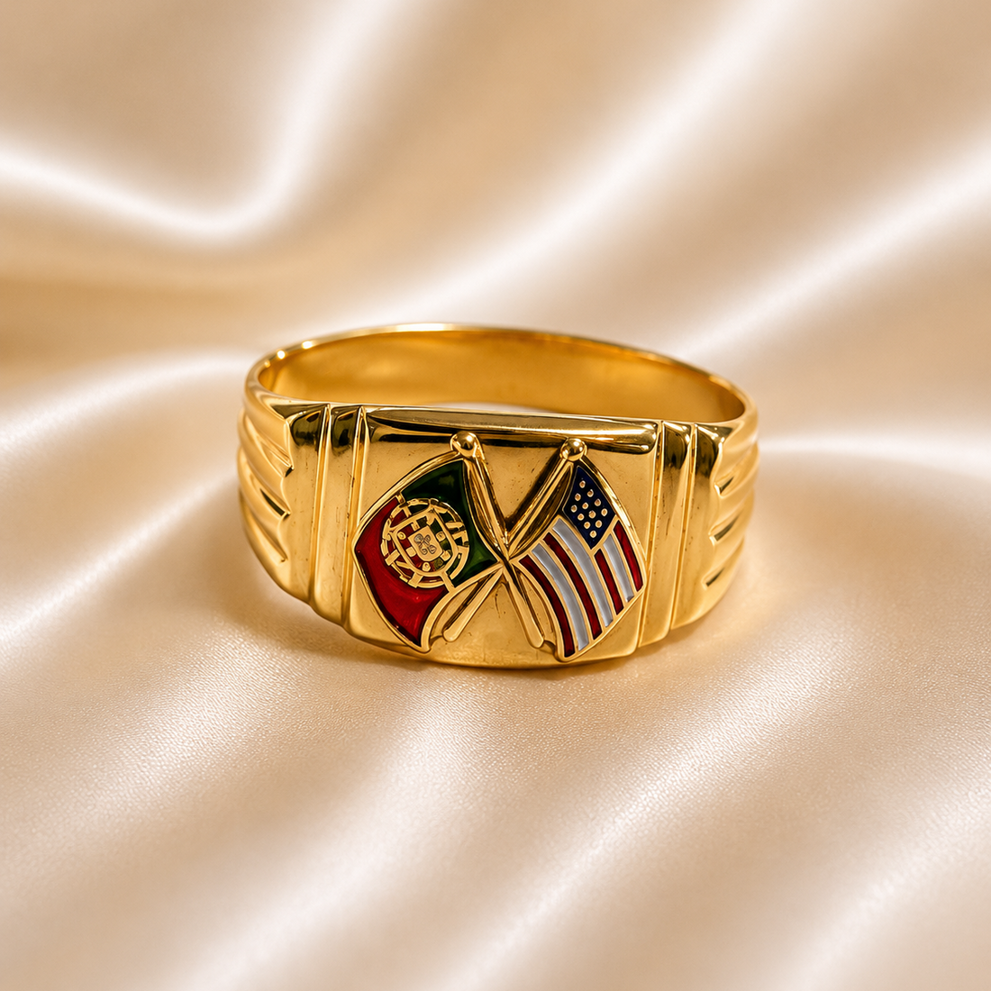 19.2K Portuguese Gold | American/Portuguese Flag Rings