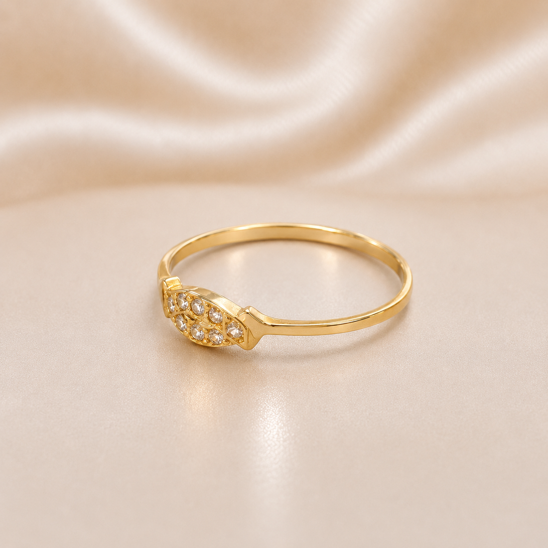 19.2K Portuguese Gold | CZ Leaf Inspired Ring