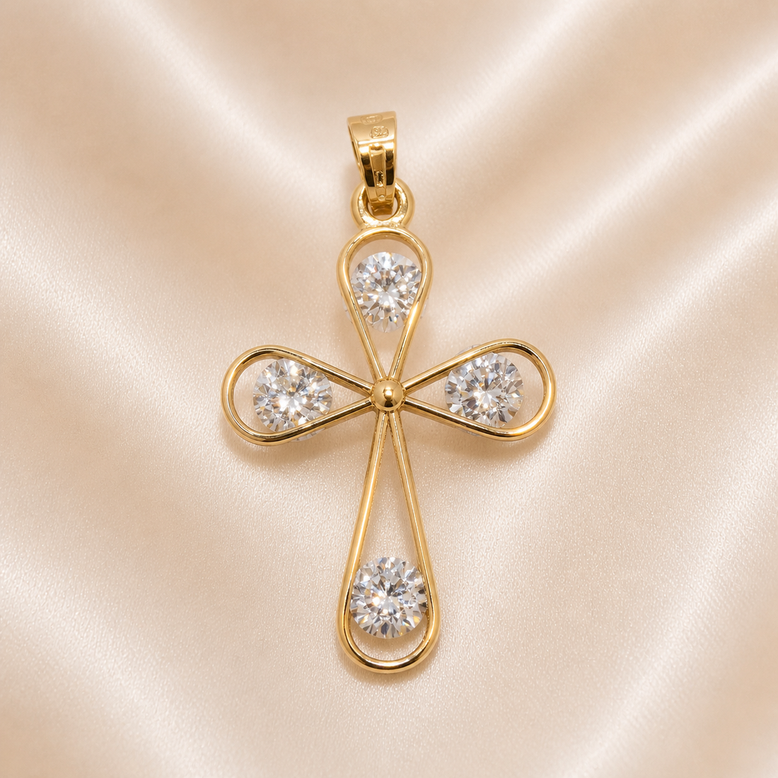 19.2K Portuguese Gold | Open CZ Cross