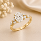 14K Gold | YG 2.05ct Lab Oval with .15ct Pear & .25 Marquise Natural Diamond Accents Ring Engagement Ring