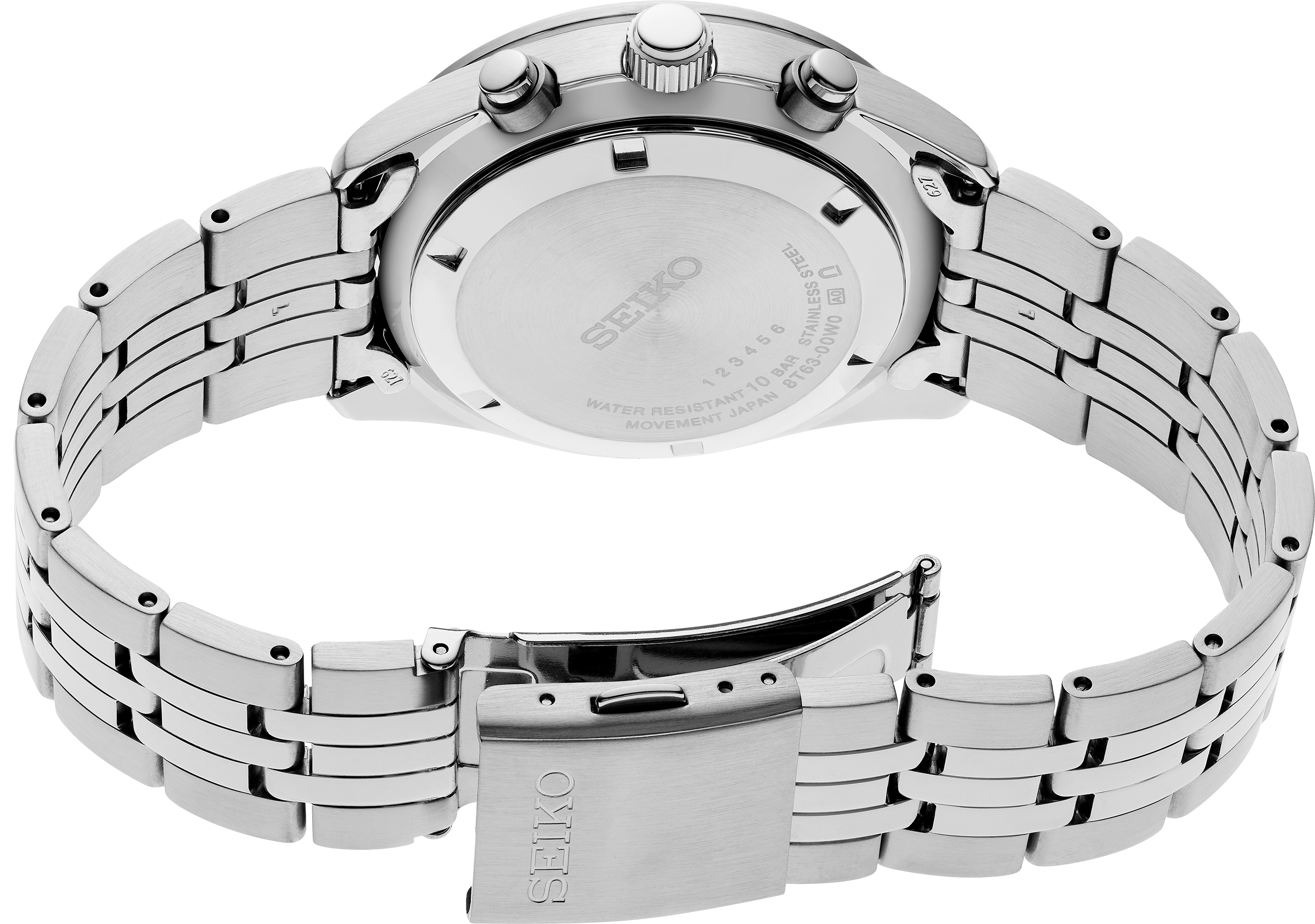 Chronograph Seiko | Essentials SSB429 Black Dial Stainless Steel Band 100 Meters Water Resistant Watch Men's