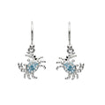 Ocean | Sterling Silver Blue Swarovski Crystal Drop Crab Earrings