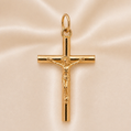 19.2K Portuguese Gold | Polished Hollow Cross with Jesus Pendant