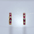 14K Gold | Magenta-White CZ Hoop Earrings