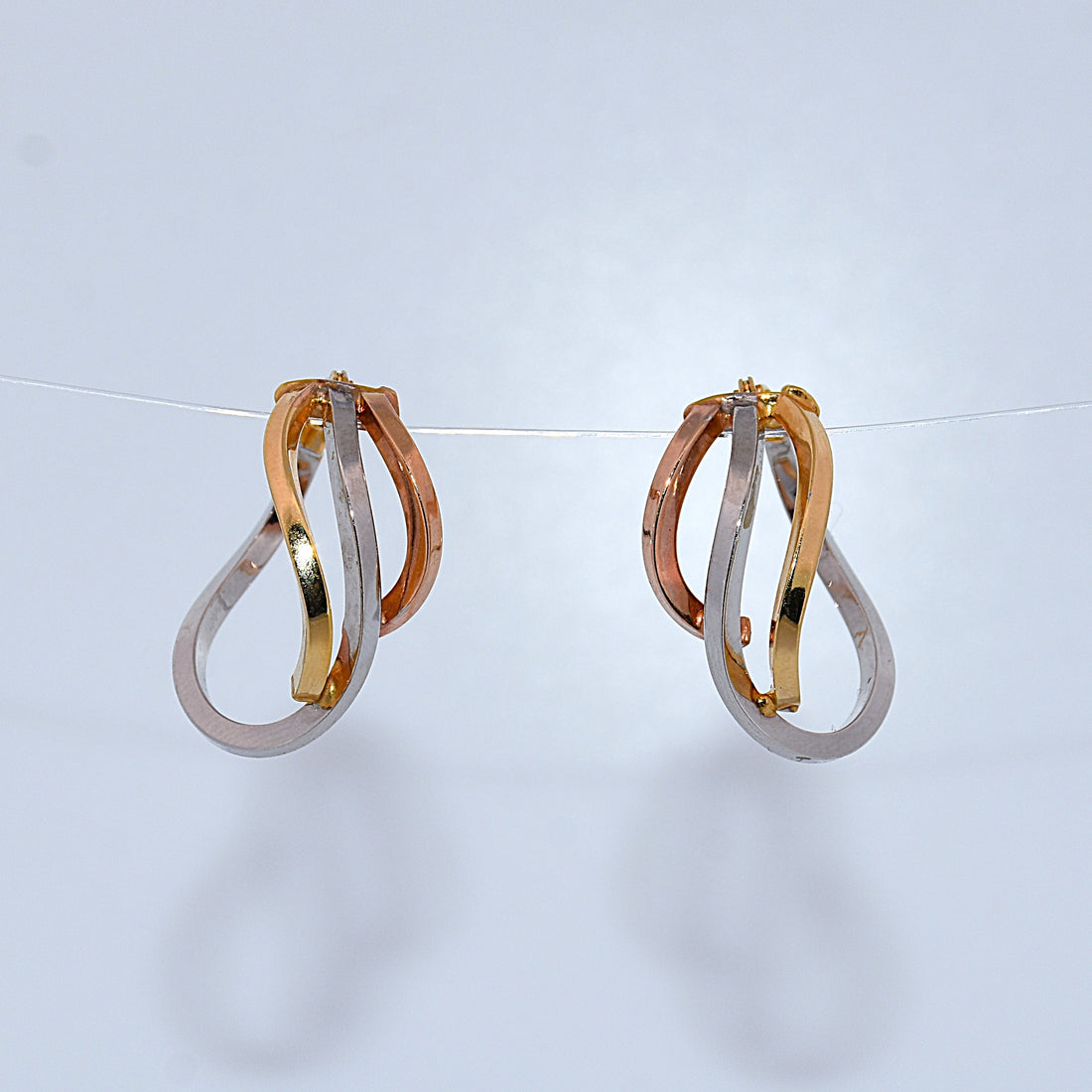 14K Gold | Tricolor Swirl Earrings
