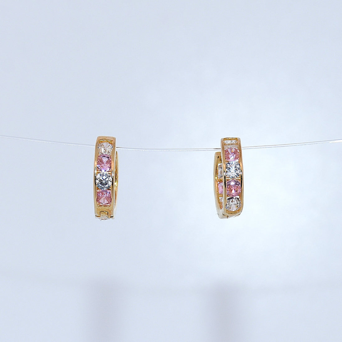 14K Gold | Small Pink CZ Hoop Earring