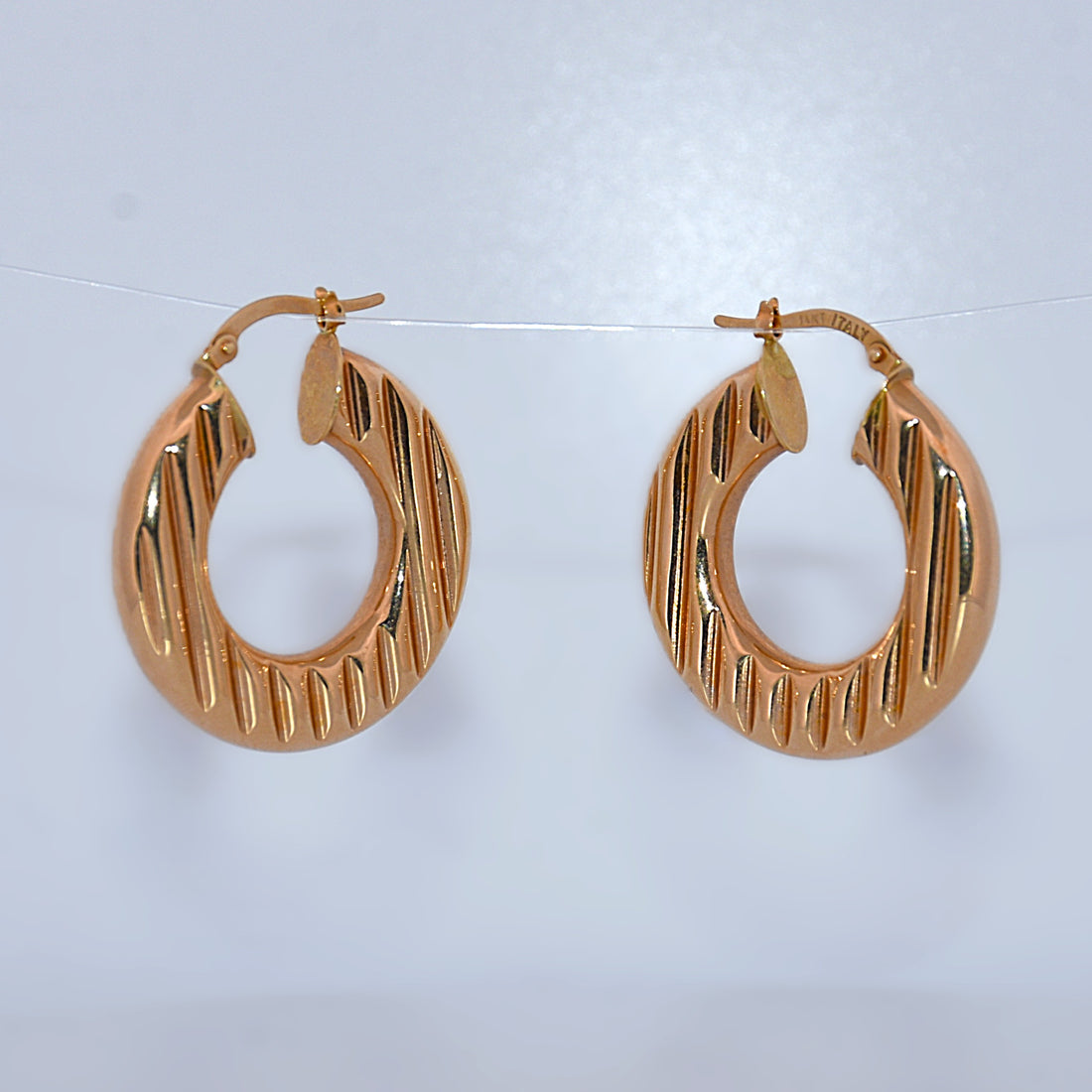 14K Gold | YG Striped Hoop Earrings