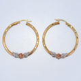 14K Gold | Decorative Flower Hoop Earrings