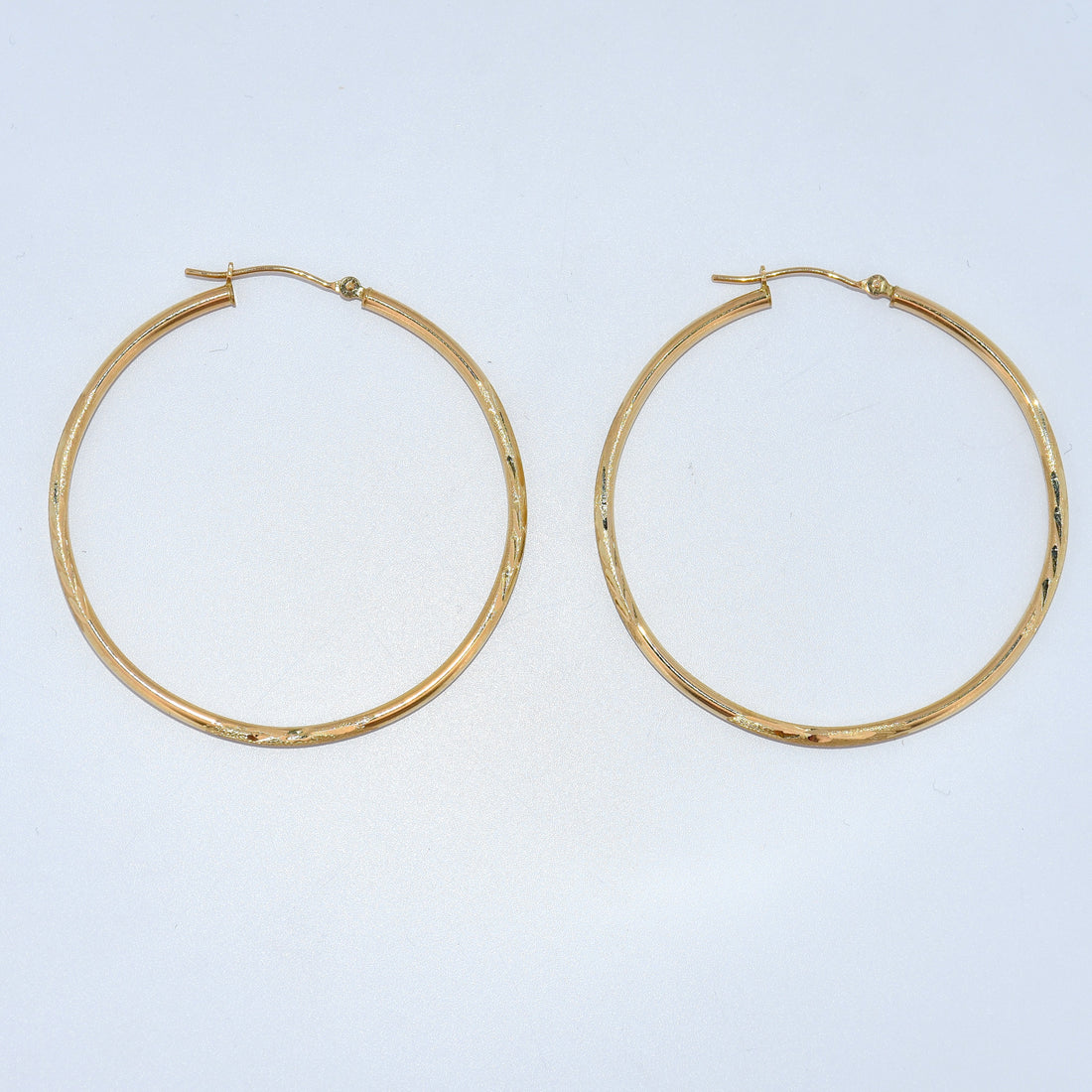 14K Gold | YG Diamond Cut Hoop Earrings