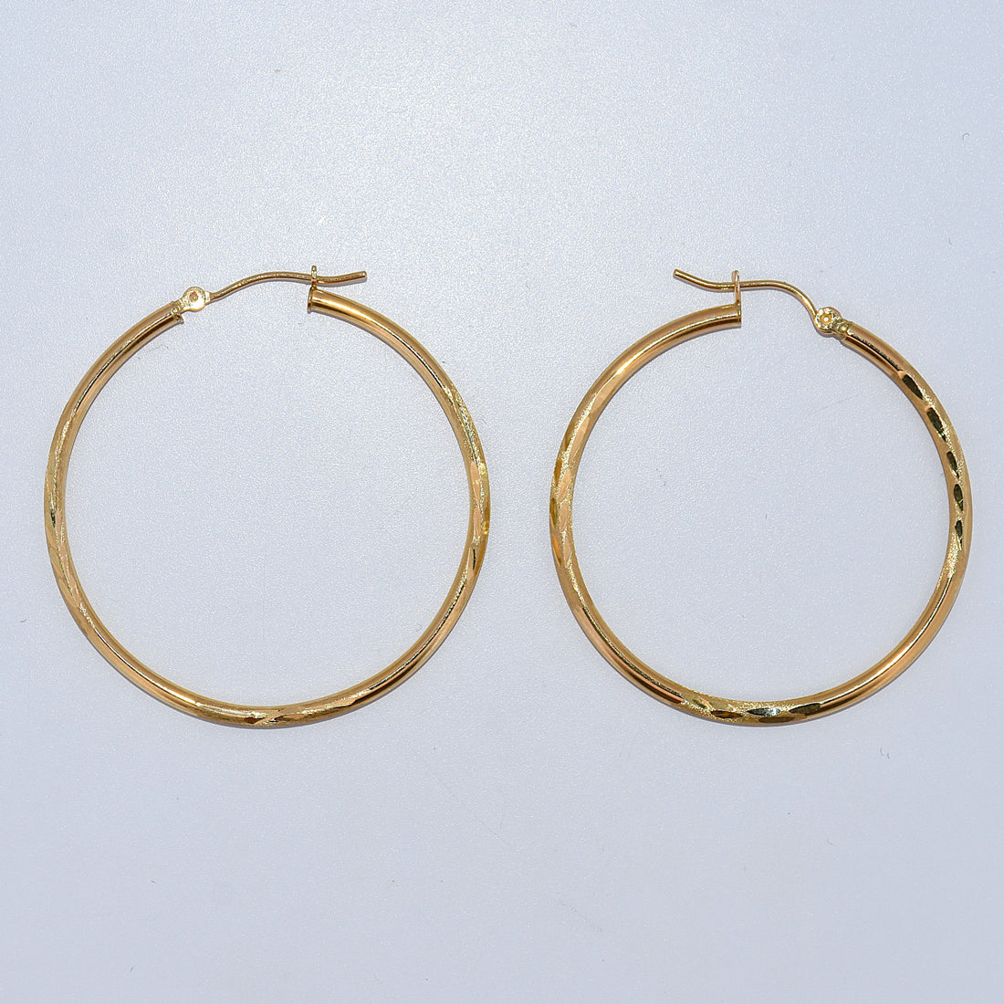 14K Gold | YG Diamond Cut Hoop Earrings