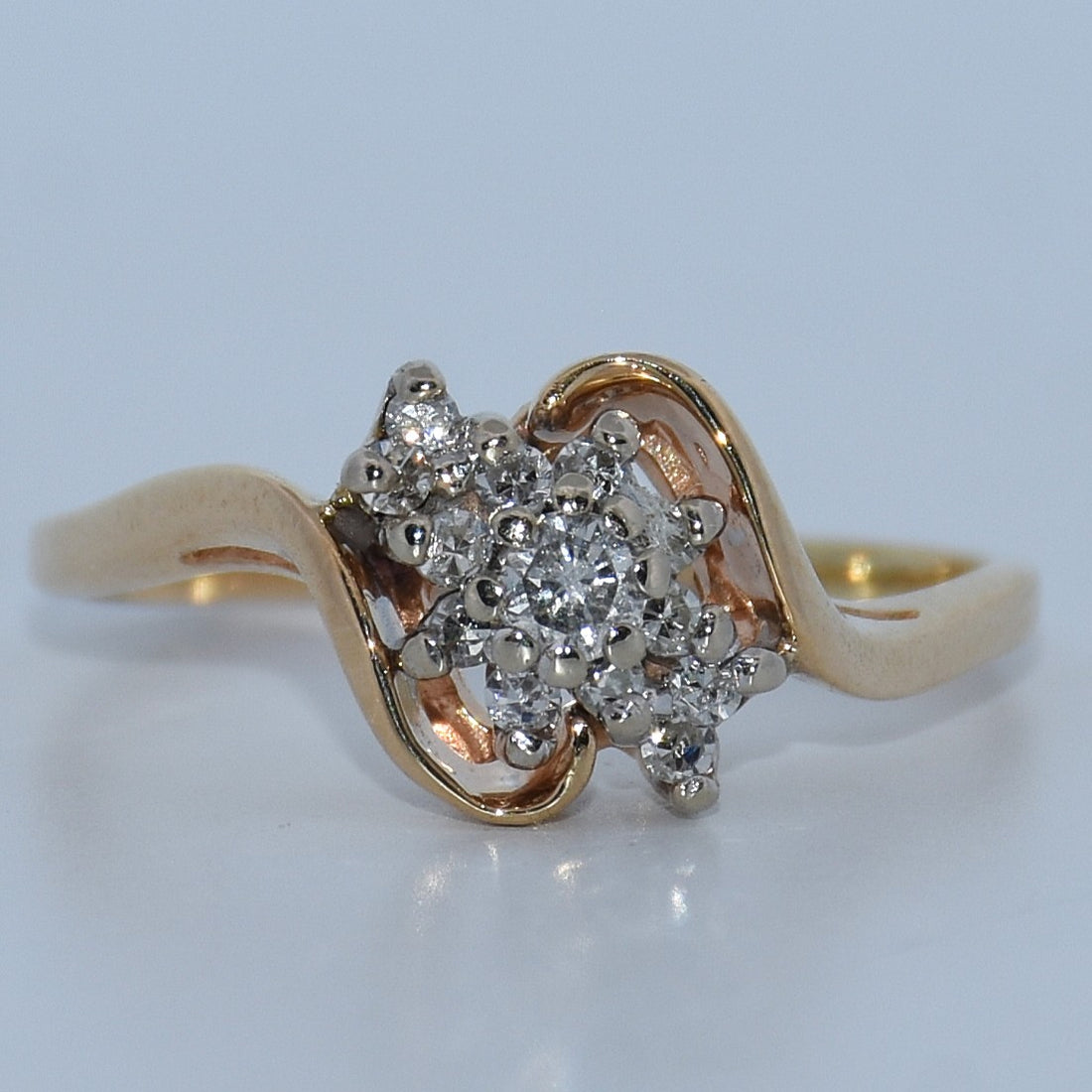 14K Gold | YG Diamond Wave Ring