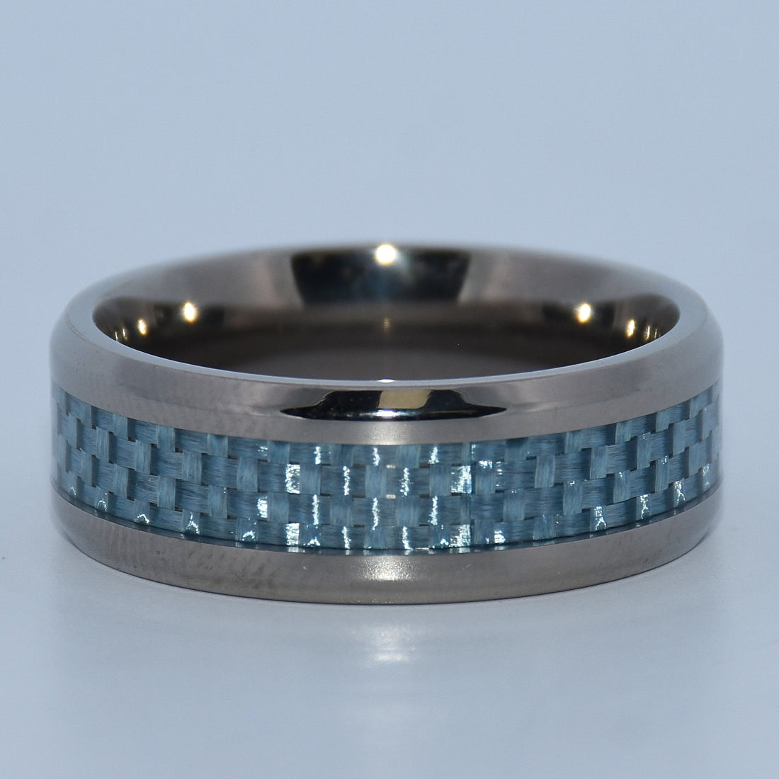 Chisel | Titanium Polished w/ Light Blue Carbon Fiber Inlay 8mm Ring