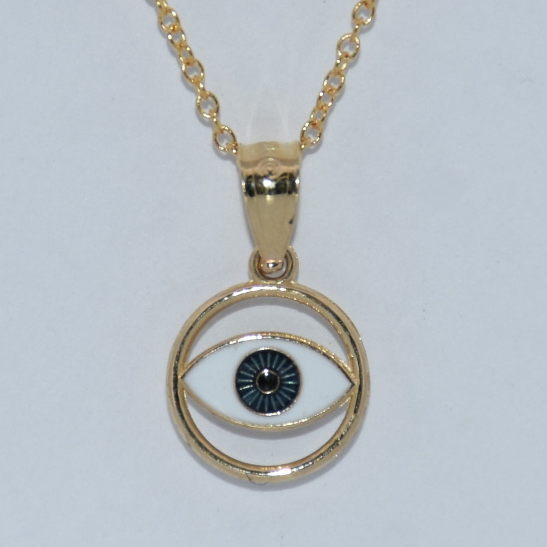 14K Gold | YG Polished Enameled Eye Pendant