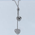 Sterling Silver | Double Heart CZ Drop Necklace