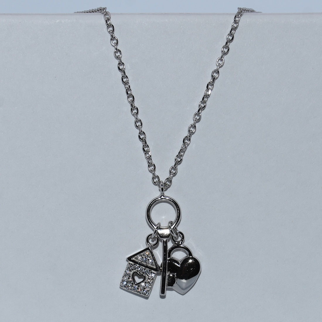 Sterling Silver | Home, Heart & Key Charm Necklace