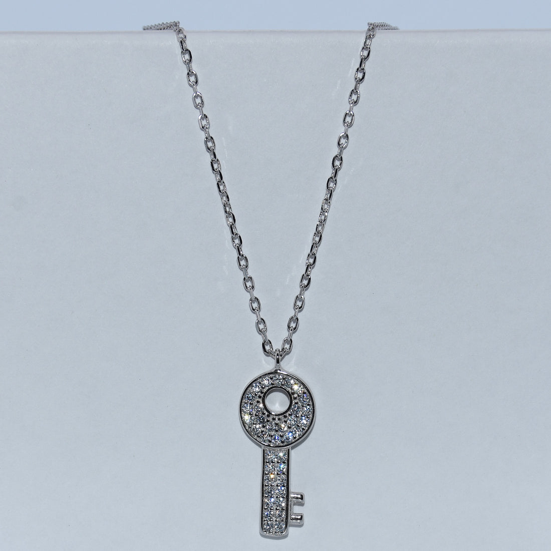 Sterling Silver | CZ Key Pendant Necklace
